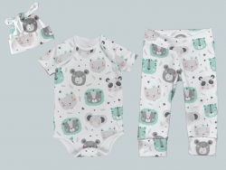 Everyday Set with Onesie, Joggers and Knotted Hat - Baby Animals