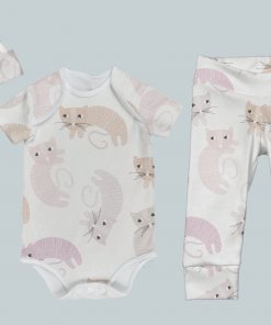 Everyday Set with Onesie, Joggers and Knotted Hat - Curvy Cats