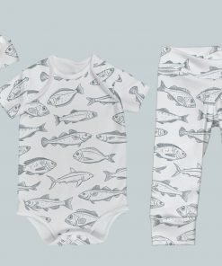 Everyday Set with Onesie, Joggers and Knotted Hat - Fish Find