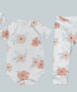 Everyday Set with Onesie, Joggers and Knotted Hat - Flowers Flowers