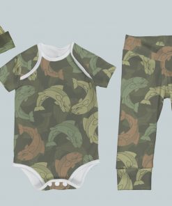 Everyday Set with Onesie, Joggers and Knotted Hat - Camo Fish