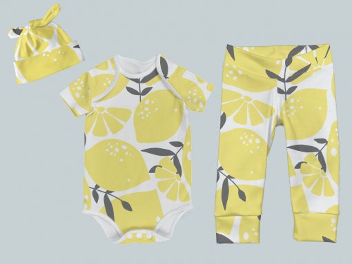 Everyday Set with Onesie, Joggers and Knotted Hat - Big Lemon