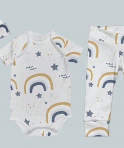 Everyday Set with Onesie, Joggers and Knotted Hat - Rainbow Star
