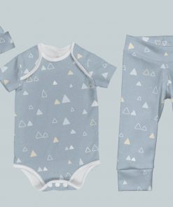 Everyday Set with Onesie, Joggers and Knotted Hat - GeoAngle Soft Blue