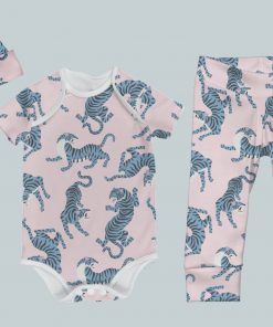 Everyday Set with Onesie, Joggers and Knotted Hat - Blue & Pink Tigers